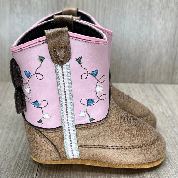 Old West Other - Cody James Old West Western Boots Infant Girls Size 3 Heart Poppet Pink Beige